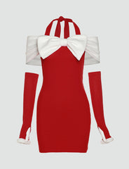 Christmas Bow Halter Neck Dress