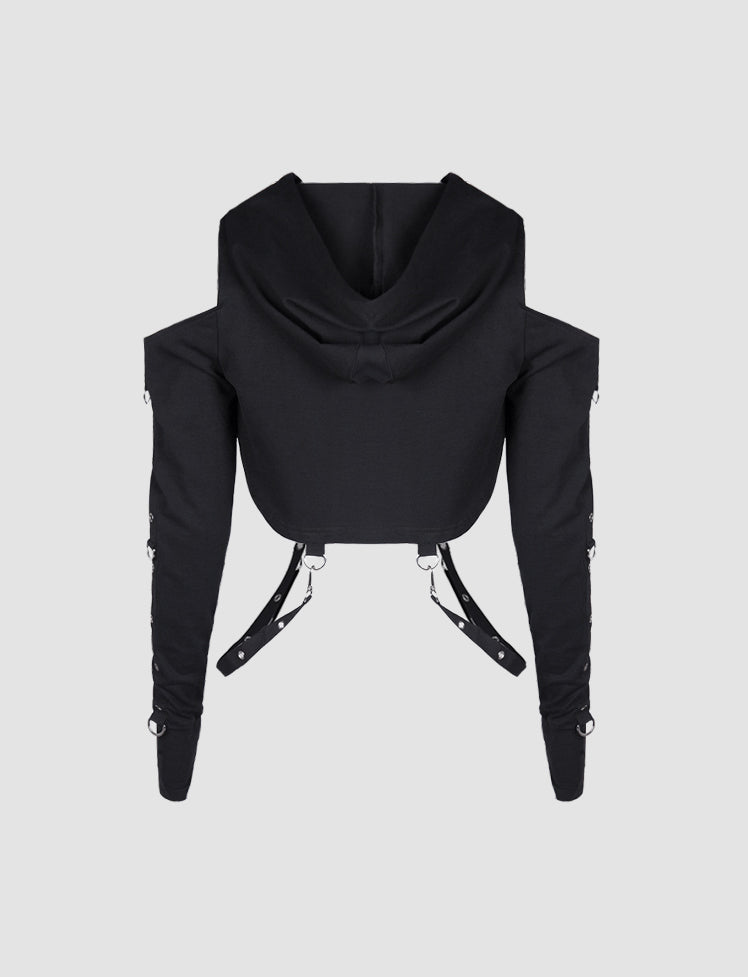 Black Hollow Strap Sweatshirt