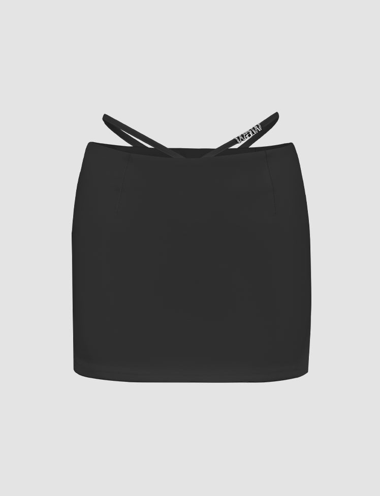 Waist Line Slit Mini Skirt & Underwear Set