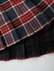 Red Plaid Pleated Skirt