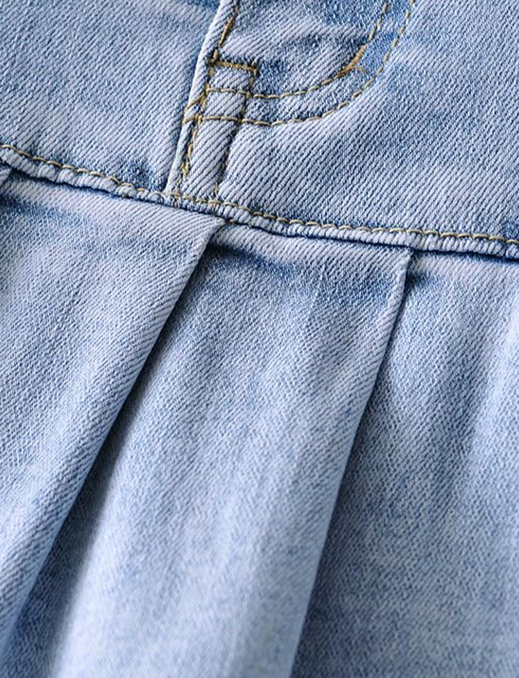 Pleated Denim Mini Skirt