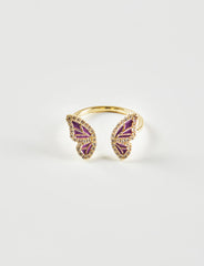 Butterfly Rhinestone Open Ring