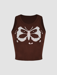 Butterfly Vintage Crew Neck Tank Top