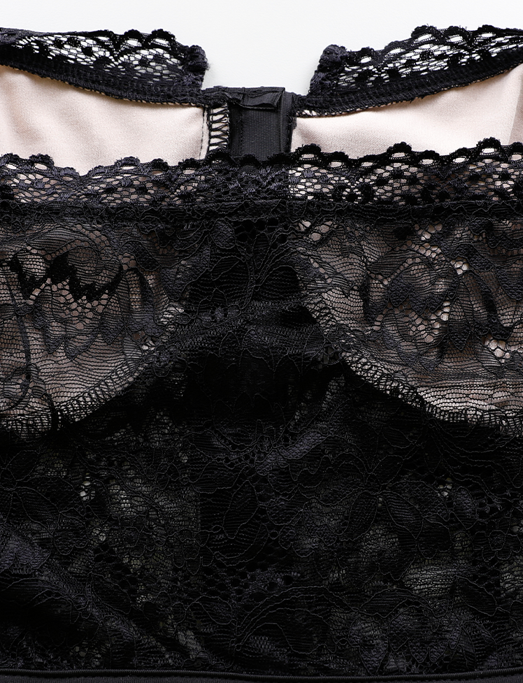 Black Floral Lace Corset Top