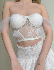 One Shoulder Rose Lace Corset