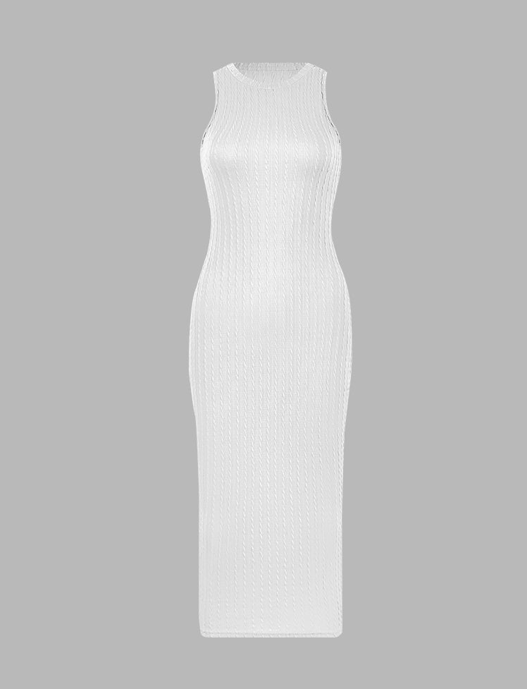 Ribbed Knit Sleeveless Long Dress