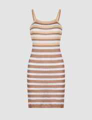 Color Crochet Stripe Cami Dress