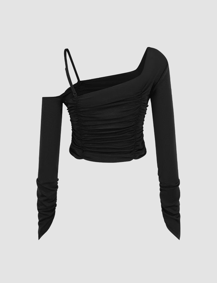 Ruffle One Shoulder Crop Top