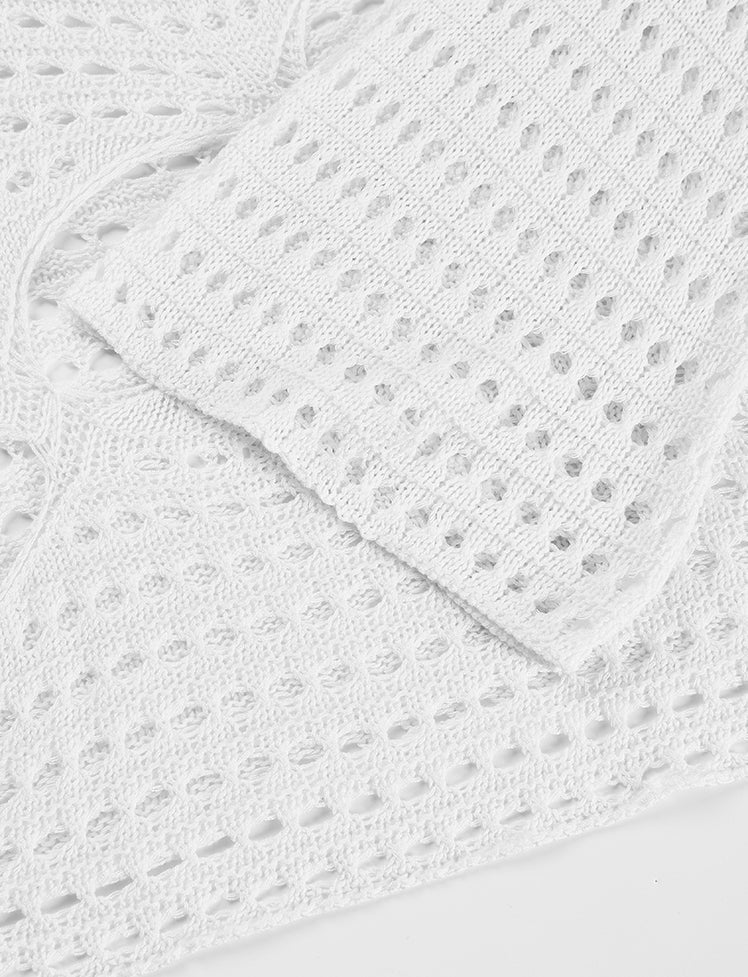 Hollow Crochet Flared Sleeve Top