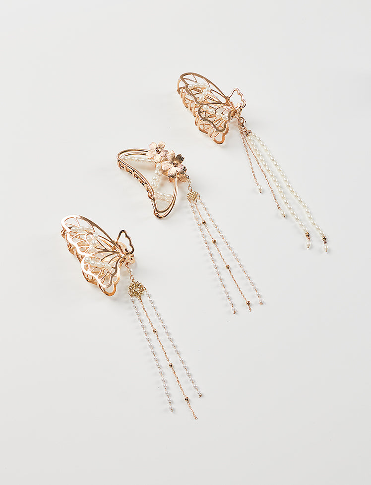 Butterfly Fringed Beaded Hairpin