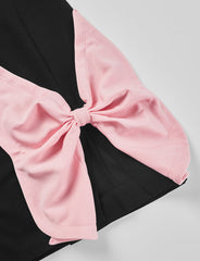 Pink Bowknot Solid Halter Dress