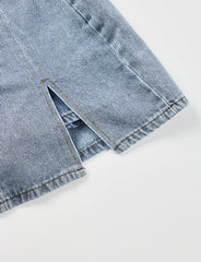 Slit Denim Mini Skirt