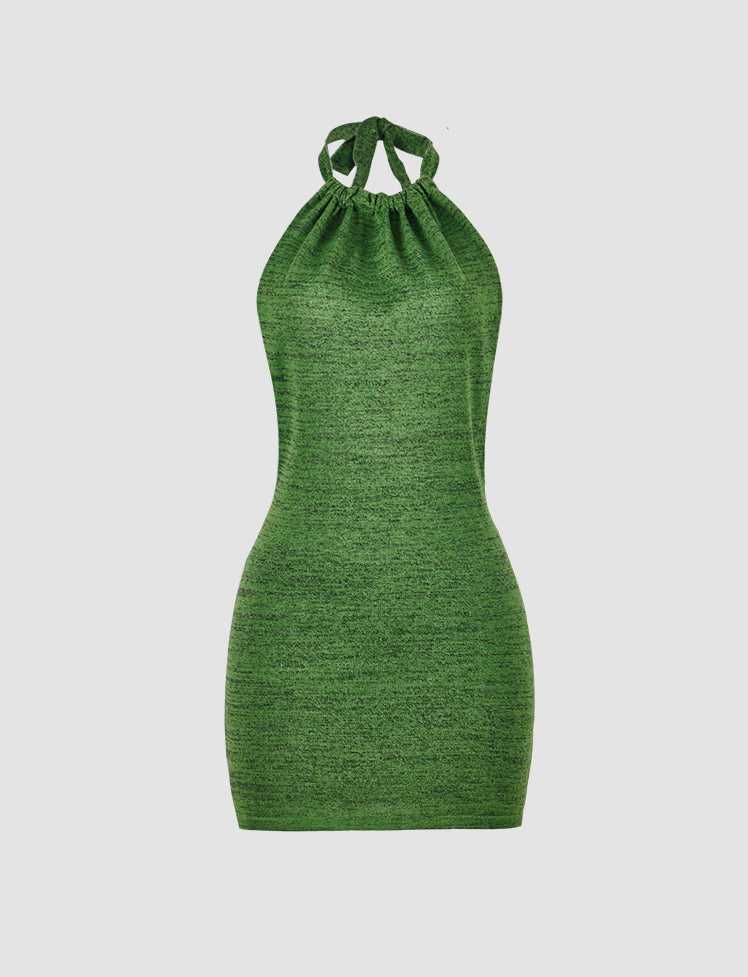 Solid Halter Sleeveless Dress