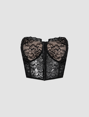 Black Floral Lace Corset Top