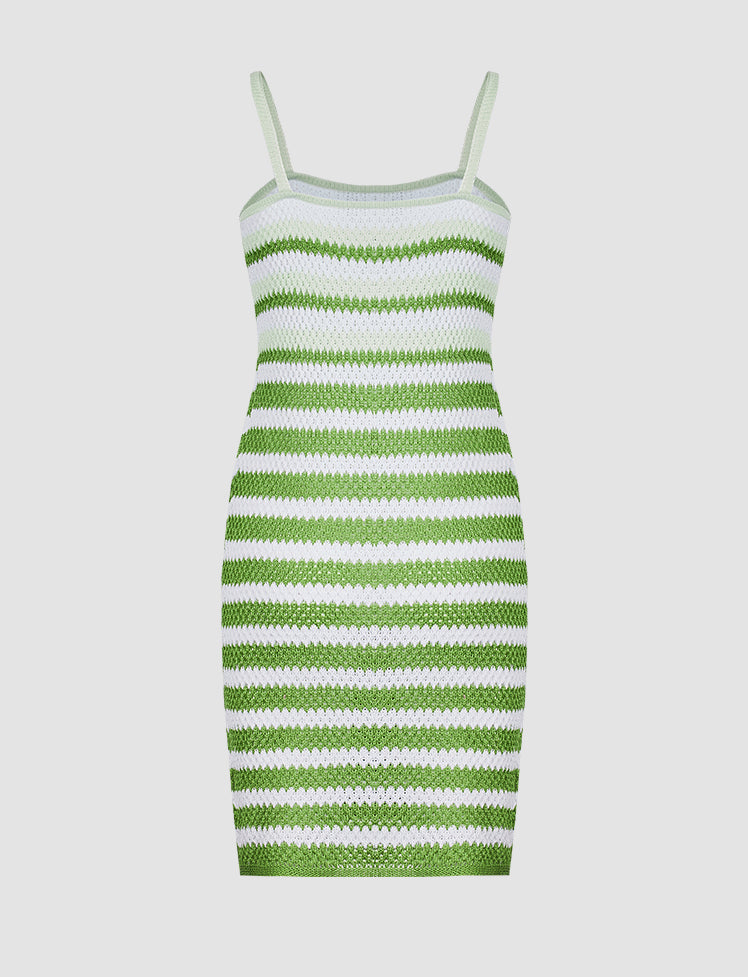 Color Crochet Stripe Cami Dress