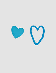 Blue Asymmetric Heart Stud Earrings