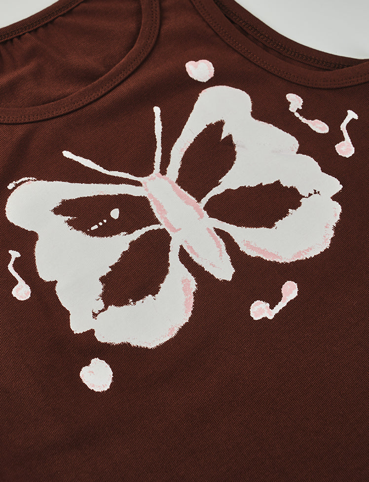 Butterfly Vintage Crew Neck Tank Top