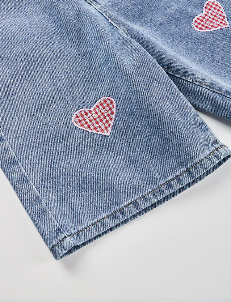 Plaid Heart High Waist Shorts