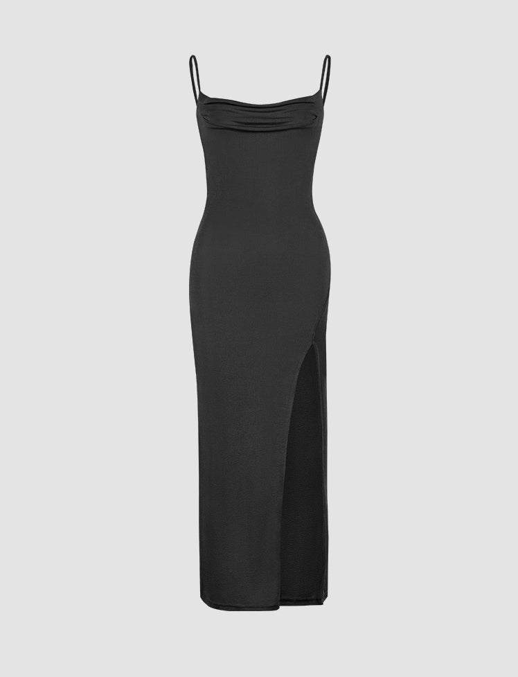 Solid Color Halter Strap Bodycon Cami Prom Dresses