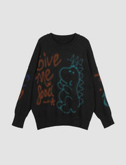 Black Dinosaur Graffiti Print Sweatshirt