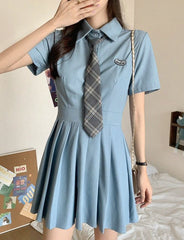 Solid Pleated Shirt Dress