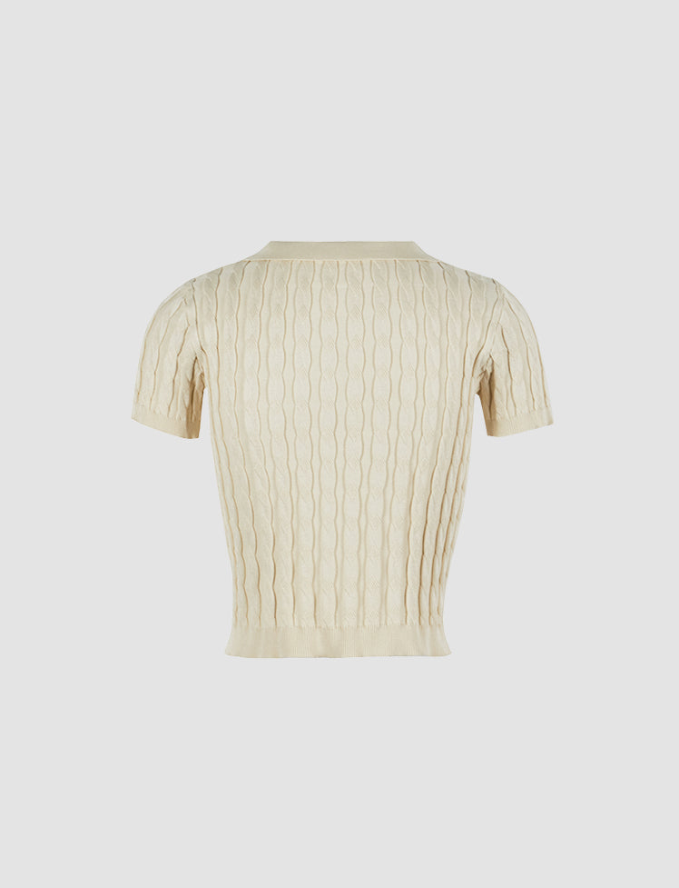 Apricot Short Sleeve Knit Polo