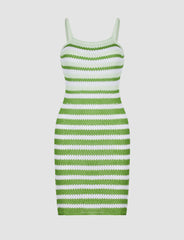 Color Crochet Stripe Cami Dress