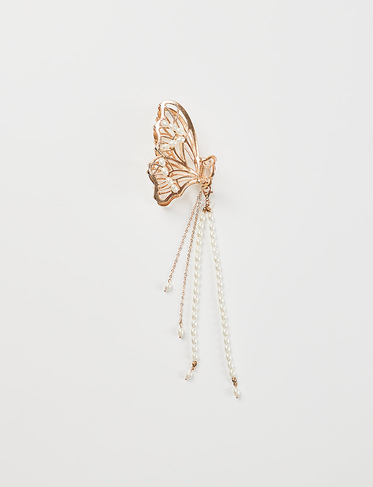 Butterfly Fringed Beaded Hairpin