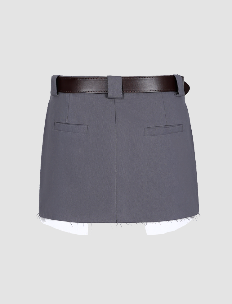 Low Waist Solid Pleated Mini Skirt For