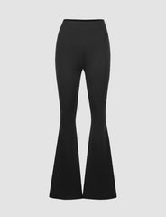 Solid Color High-waisted Large Flared Black Pants