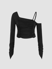 Ruffle One Shoulder Crop Top