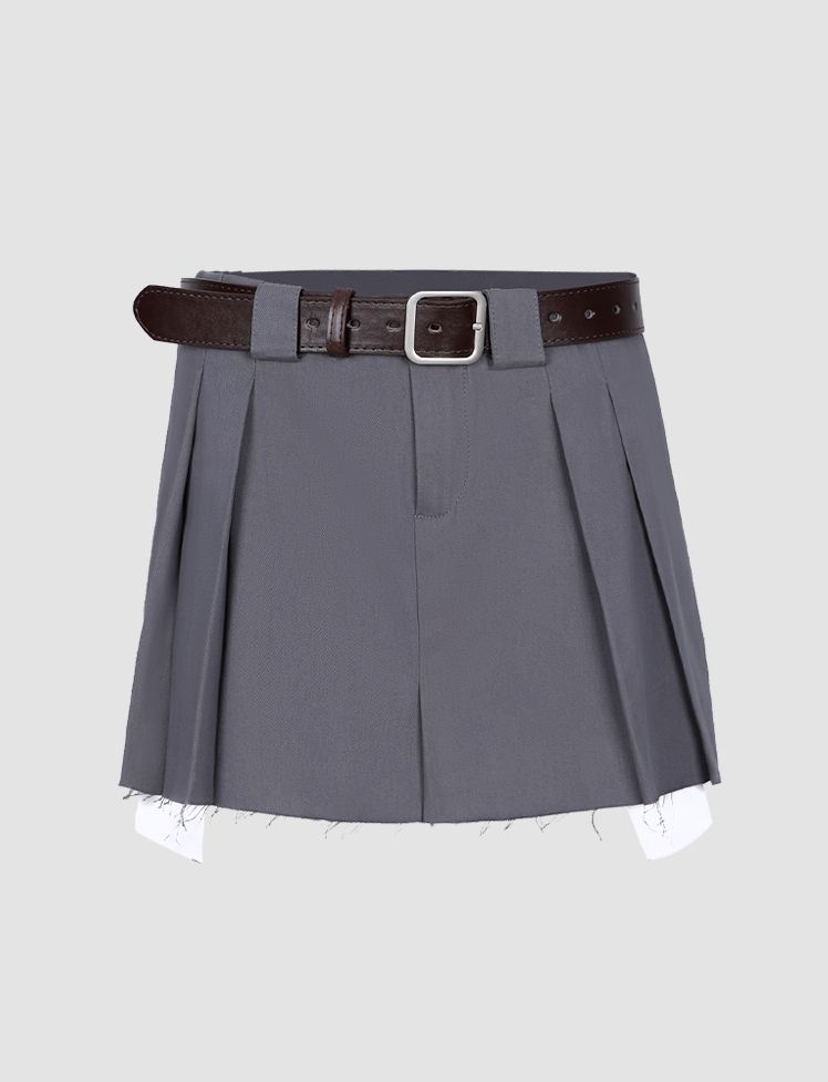 Low Waist Solid Pleated Mini Skirt For