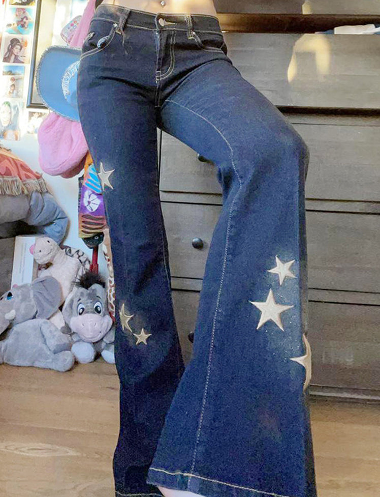 Star Pattern Low Waist Jeans
