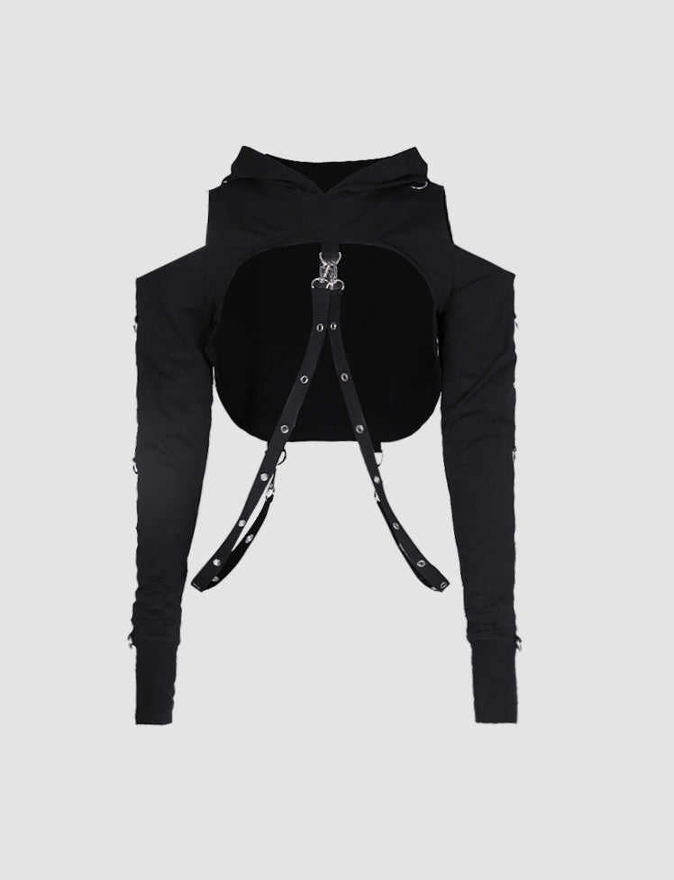 Black Hollow Strap Sweatshirt