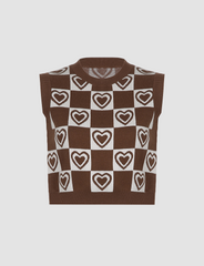 Brown Love Vest Knit Sweater