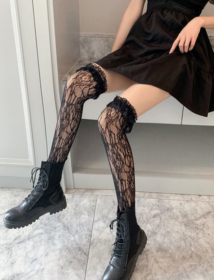 Lace Floral Knee-high Stockings