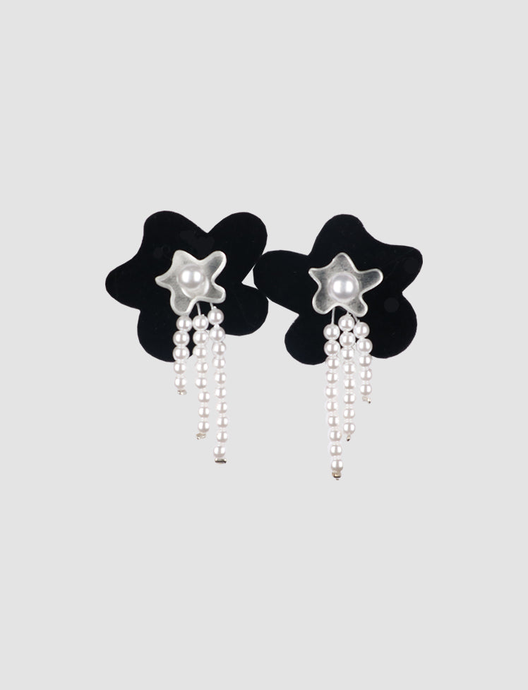 Flower Pearl Tassel Earrings