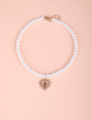 Cross on Heart Pearl Necklace