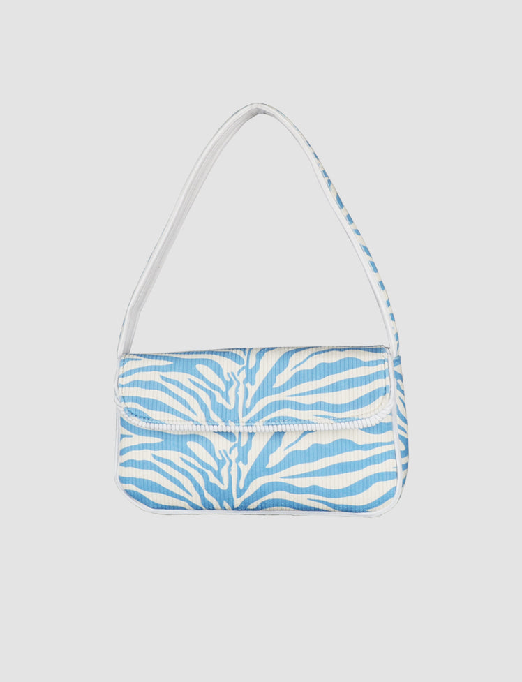 Blue Hand Carrying Zebra Pattern Pouch