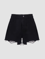 Black High Waist Denim Shorts