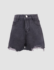Gray High Waist Denim Shorts