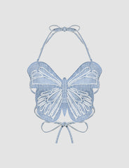Butterfly Three Dimensional Hollow Camisoles Cami Crop Top