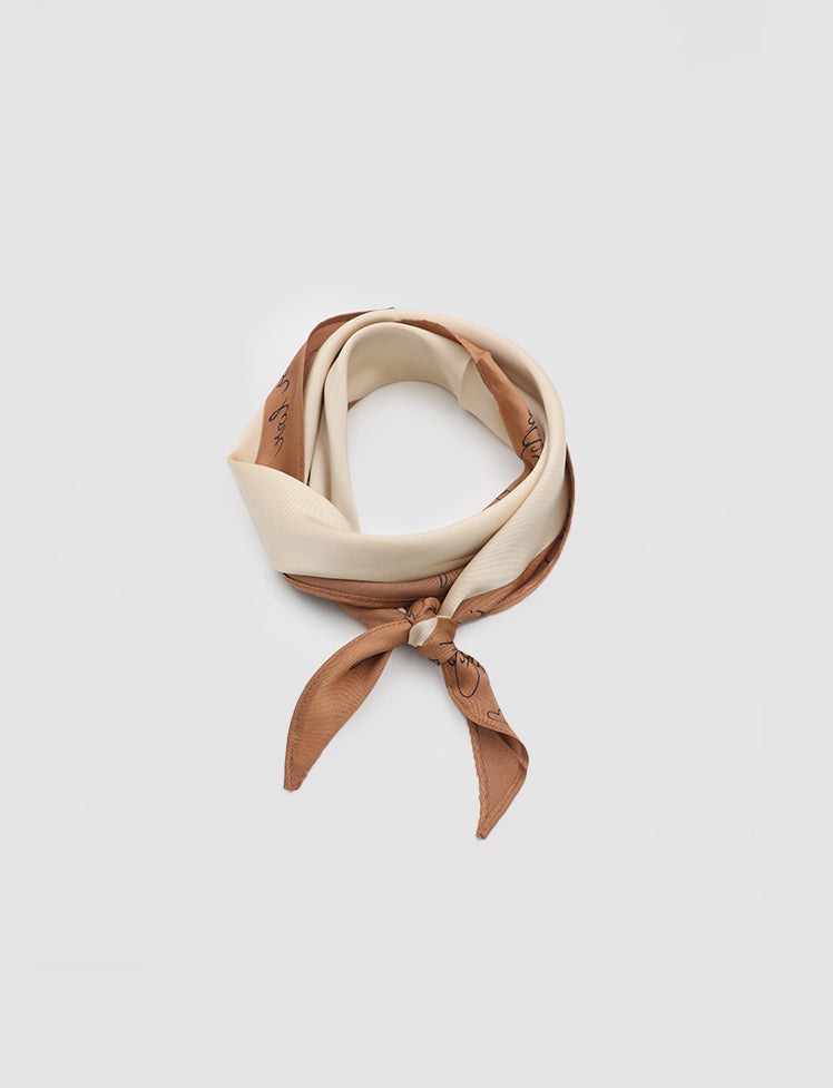 Brown Striped Printed Silk Scarf