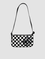 Black&White Floral Graffiti Checkerboard Bag