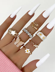 Butterfly  Daisy Heart Y2K Rings