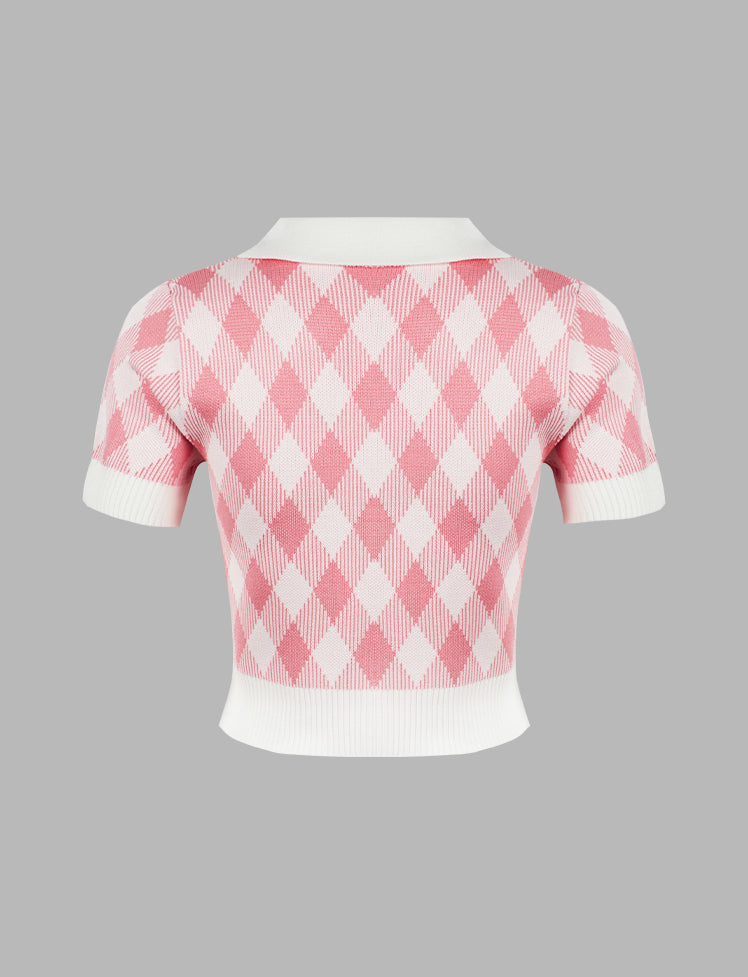 Argyle Print Knit Top