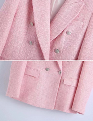 Pink Textured Button Up Blazer