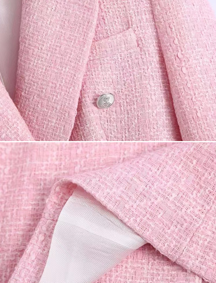 Pink Textured Button Up Blazer