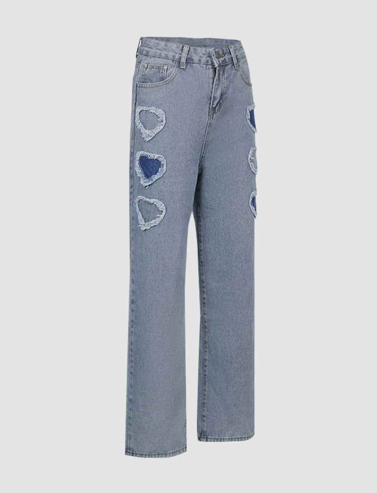 Heart Binding Denim High Waist Bottom