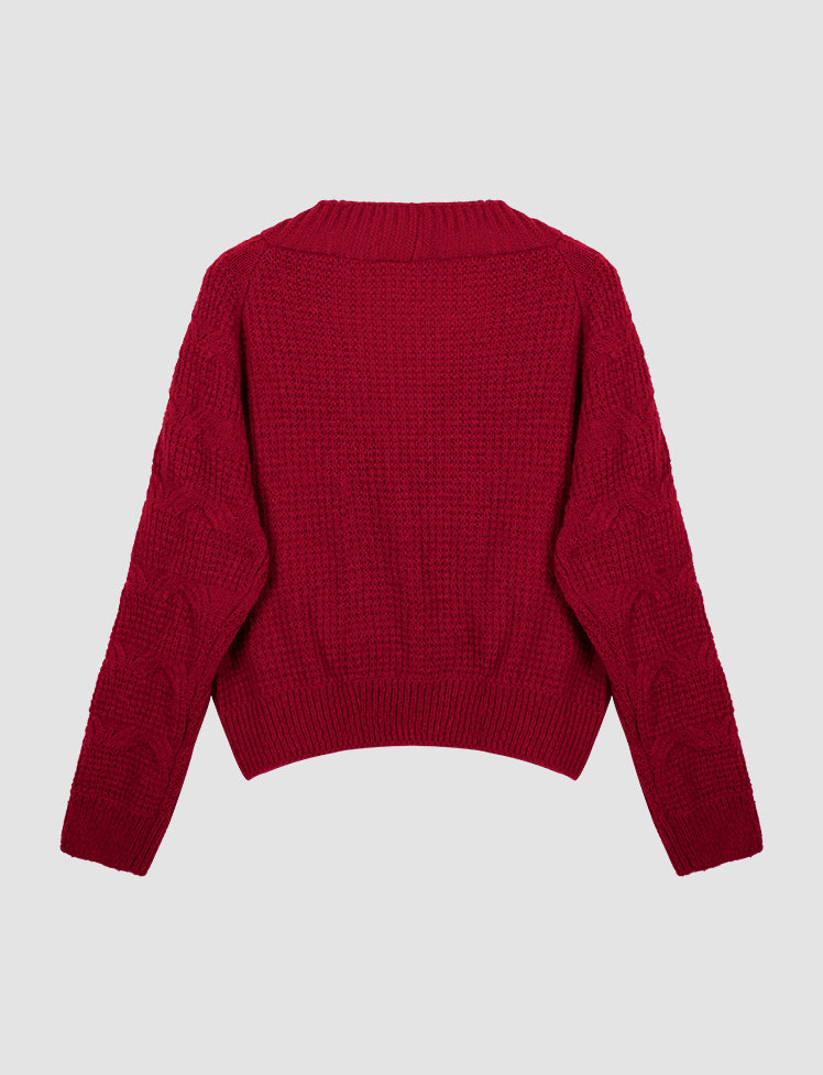 Red Bow Knitted Sweater Cardigan